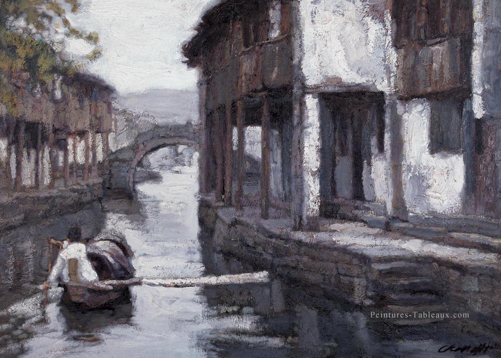Ville de Riverside du Sud de la Chine Paysages de Chine Peintures à l'huile